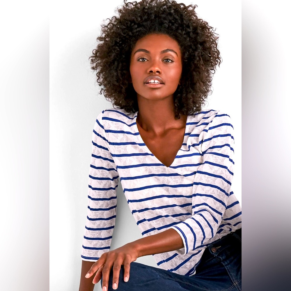 Lucky Brand Striped V-Neck Top